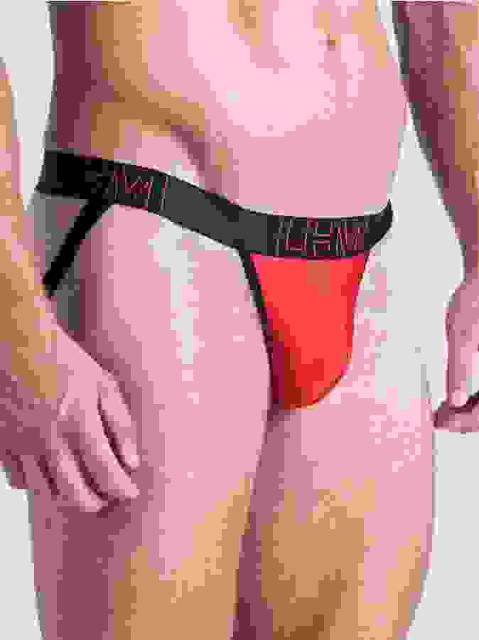 LHM Red Shiny Microfibre Jockstrap, Red, hi-res
